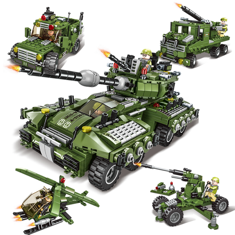 汇奇宝 儿童装甲车兼容樂高积木男孩子军事警察系列拼装益智玩具6-14