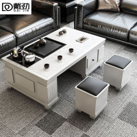 戴劲火烧石功夫茶几茶桌椅组合茶具一体套装茶台一键上水1.5米白色