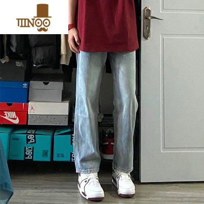 YANXU日系简约夏季百搭直筒长裤子男宽松显瘦vibe休闲高街牛仔裤ins潮