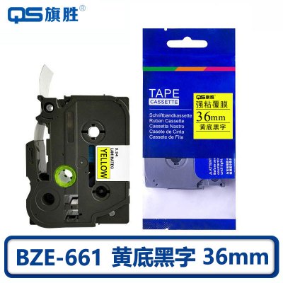 旗胜 色带BZE-661 36mm黄底黑字 个