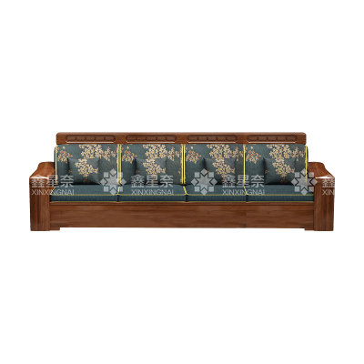 鑫星奈 XXN4022932 中式胡桃木实木沙发 四人位