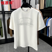 恒源祥麂皮绒短袖t恤男士夏季新款美式复古上衣男生重磅半袖体恤