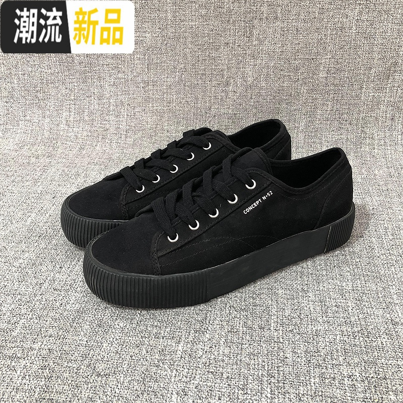 hm女鞋新款耐磨帆面鞋运动鞋休闲系带板鞋低帮运动鞋潮鞋大码女鞋 广