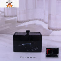 欧式创意浴盐盒 浴盐罐 棉签盒 牙签盒收纳一体盒多功能 敬平 水墨黑双格收纳盒牙签筒