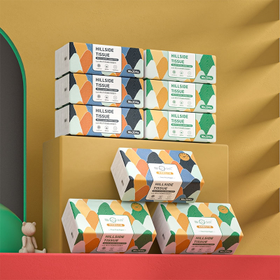 山丘QW系列白色家用实惠装四层抽取式纸面巾76抽M码多彩款24包装