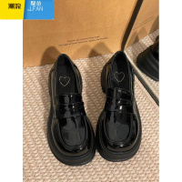 聚范黑色厚底乐福鞋女2024新款英伦风百搭jk小皮鞋一脚蹬单鞋粗跟中跟
