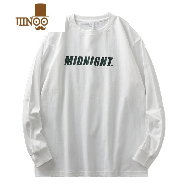 YANXU美式260g长袖t恤男秋季潮牌字母印花圆领卫衣打底衫