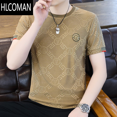 HLCOMAN冰丝短袖T恤男2024夏季新款速干汗衫薄款体恤衫潮流男士半袖衣服
