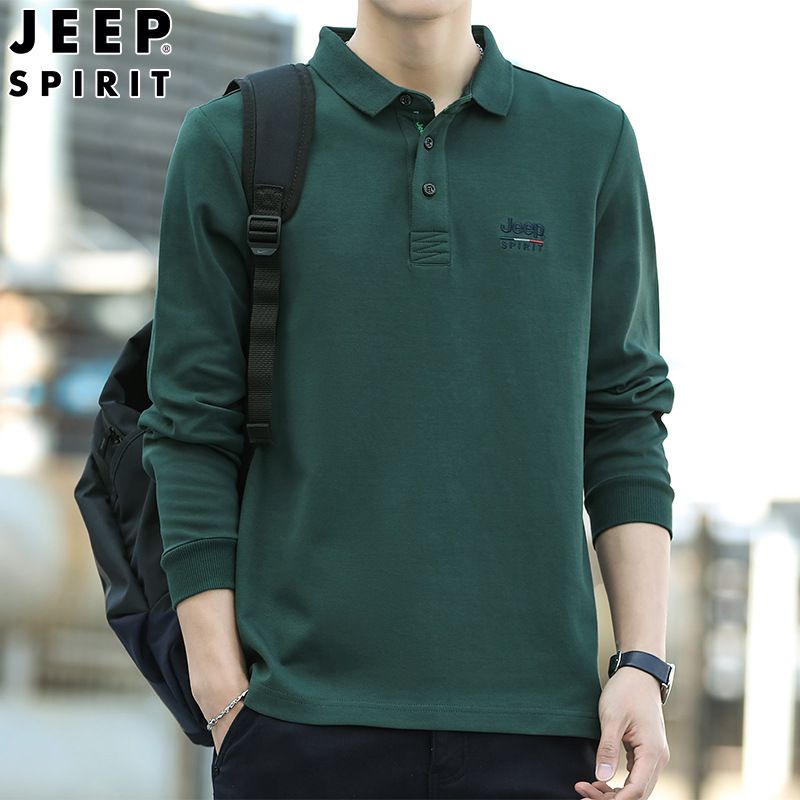 JEEP SPIRIT 长袖POLO衫翻领潮流男士休闲刺绣卫衣