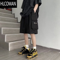 HLCOMAN美式工装短裤男夏季机能风休闲裤松直筒5六分裤拉链装饰休闲裤子
