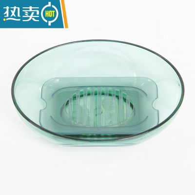 敬平创意肥皂盒简约风格沥水大肥皂架北欧风香皂盒时尚造型皂盒不积水 透明绿+红2个