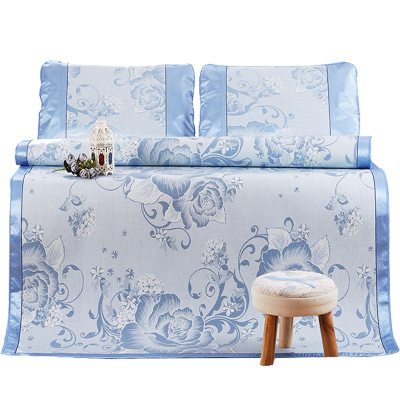 唐蔚夏季凉席冰丝提花席子套件空调席可水洗折叠三件套