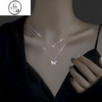 JiMi银饰蝴蝶项链女款双层叠戴轻奢小众2023新款女生锁骨链高级感
