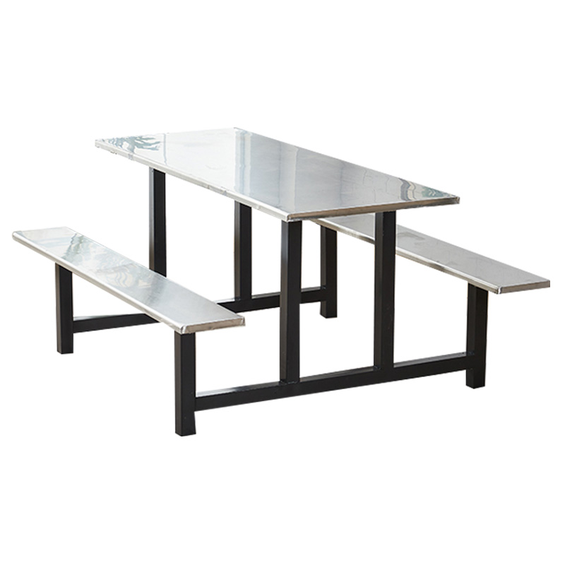 帅畅学校食堂不锈钢餐桌椅4人6人8人位员工饭堂连体快餐桌椅组合6人位(黑色支架款)