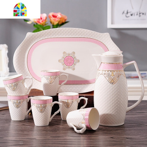 家用水具套装陶瓷冷水壶创意凉水壶耐热防爆花茶壶水杯具套装欧式 FENGHOU 新款尺寸介绍勿拍