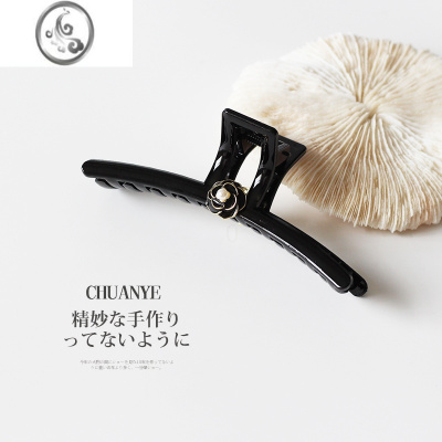 JiMi山茶花抓夹网红气质鲨鱼夹大号简约高级感后脑勺夹子头饰发夹