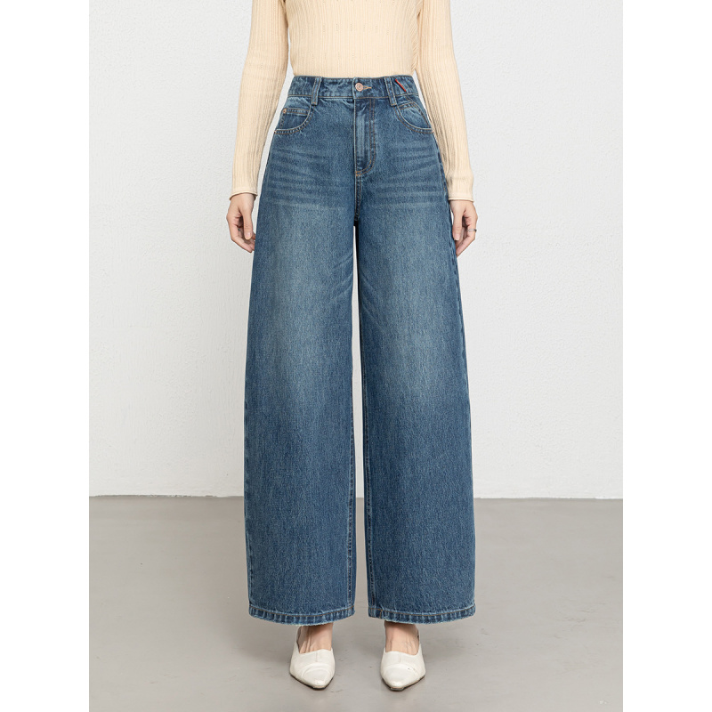 20266春季新款高腰休闲裤女百搭显瘦纯棉无弹牛仔长裤