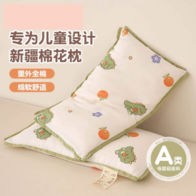 A类纯棉双层纱儿童棉花枕全棉小枕头枕芯6岁以下宝宝枕低枕一对装