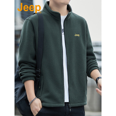 JEEP吉普高端开衫卫衣男秋季新款美式休闲户外运动保暖摇粒绒外套