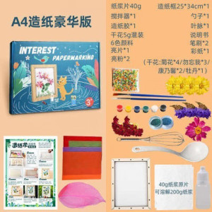 维诺亚古法造纸术套装diy手工非遗纸浆画框花草材料包儿童美术趣味实验