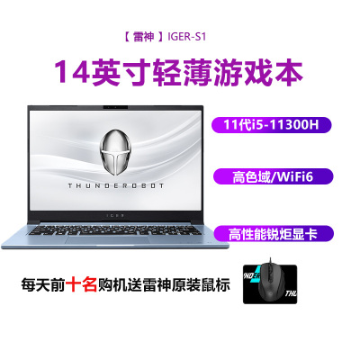 雷神(THUNDEROBOT)IGER-S114英寸全面屏轻薄本高性能游戏本笔记本电脑（第11代i5-11300H32G1T固态高性能锐炬Xe显卡）定制版