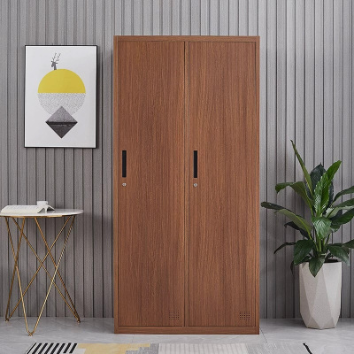 钢制文件柜木纹铁皮柜资料柜书柜财务凭证档案柜员工储物柜更衣柜 双开门 个