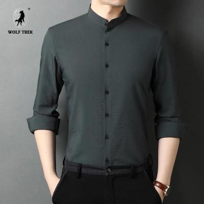 七匹狼国际公司授权WOLFTREK-男士长袖衬衫2021秋季新款男潮流上班白衬衣休闲商务修身男装