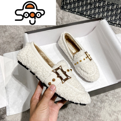 七色王国平底大码毛毛鞋女2020秋冬新款时尚日系一脚蹬懒人鞋韩版豆豆鞋女休闲鞋