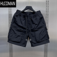 HLCOMAN夏季薄款速干休闲冰丝四分短裤男生宽松运动凉感透气宽松五分中裤
