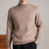 430克精仿羊毛衫男2025冬季新款肤纯色半高领加厚保暖男士毛衣