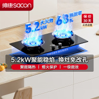 帅康(sacon)B88燃气灶嵌入式双眼灶5.2kW大火力可调节尺寸钢化玻璃台嵌两用家用打火灶煤气炉双灶台式煤气灶天然气