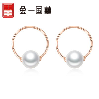 金一国囍18K金淡水珍珠简爱女士珍珠耳饰送妈妈婆婆送女友礼物珠宝首饰（定价）CIF003