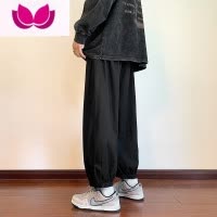 七斓藏蓝色工装裤子男加绒加厚日系cityboy阔腿裤卫裤