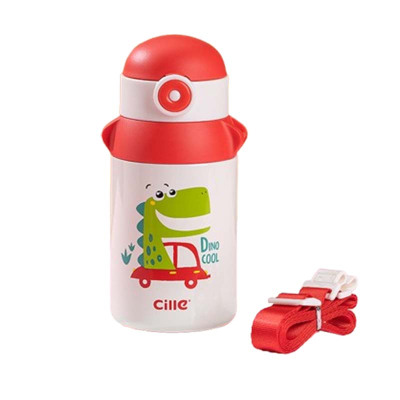 希乐保温杯480ml吸管便携不锈钢石榴红XB-23100KT