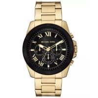 Michael Kors 男表 男士经典黑盘金色不锈钢腕表 多功能计时防水手表 送男友
