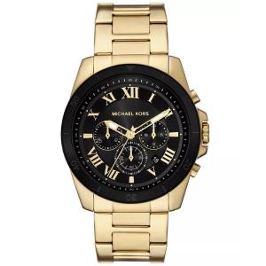 Michael Kors 男表 男士经典黑盘金色不锈钢腕表 多功能计时防水手表 送男友