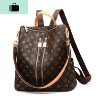 双肩包女韩版2020春季新款百搭女包时尚休闲两用软皮大容量背包潮NEW LAKE 咖啡色