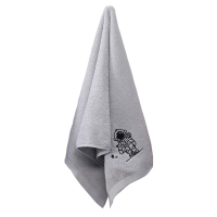 安居先森热卖“我家有个宇航员”新疆长绒棉刺绣抹布毛巾两用36*75cm 灰(条)