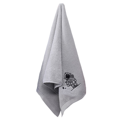 安居先森热卖“我家有个宇航员”新疆长绒棉刺绣抹布毛巾两用36*75cm 灰(条)