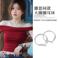 欧美大圈圈耳环素圈女夸张大耳圈高级感钛钢耳饰2025年耳圈