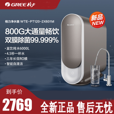 格力(GREE)净水器无桶800G大流量反渗透RO膜过滤智能wifi直饮纯水机 一级水效WTE-PT120-2X601M