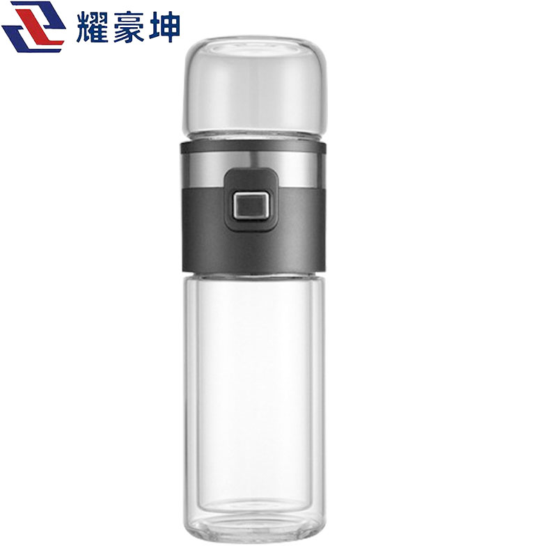 耀豪坤 一键茶水分离双层加厚玻璃杯水杯C-500ML/个