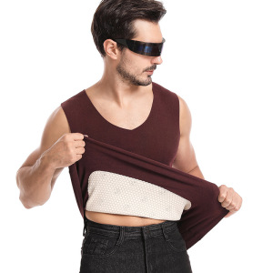 温变贴片保暖背心男无痕背心马甲内穿上衣加绒加厚双层保暖打底衫