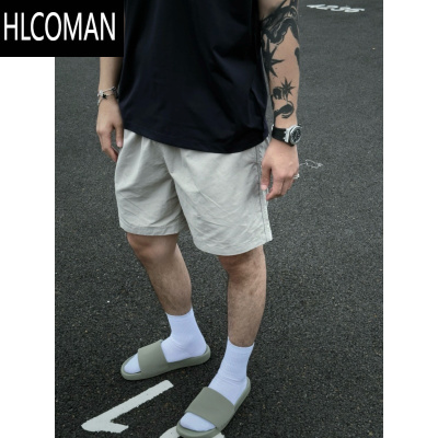 HLCOMAN美式基础速干四分裤男夏季宽松休闲运动透气凉感纯色不过膝短裤