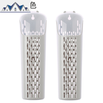 筷子篓带盖壁挂式免打孔沥水防尘塑料厨房置物架家用筷子筒收纳盒 三维工匠