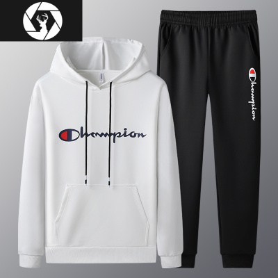 HongZun连帽卫衣套装男春秋季长袖套头外套跑步运动卫裤潮流时尚两件一套其他套装