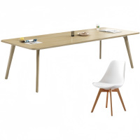 攸形办公桌2.4m+8把椅套