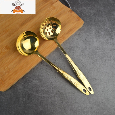 纯铜锅铲套装不粘锅家用厨房用具大全黄铜炒菜铲煎铲漏勺汤勺炊具 敬平 黄铜(小号汤勺+小号漏勺)