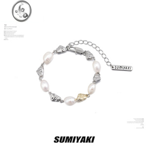 JiMiSUMIYAKI 金银熔岩巴洛克珍珠爱心手链小众甜酷情侣ins风手环 手链1条