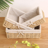 家柏饰(CORATED)编收纳筐零食钥匙面膜收纳盒布艺杂物收纳箱藤编桌面编织收纳篮